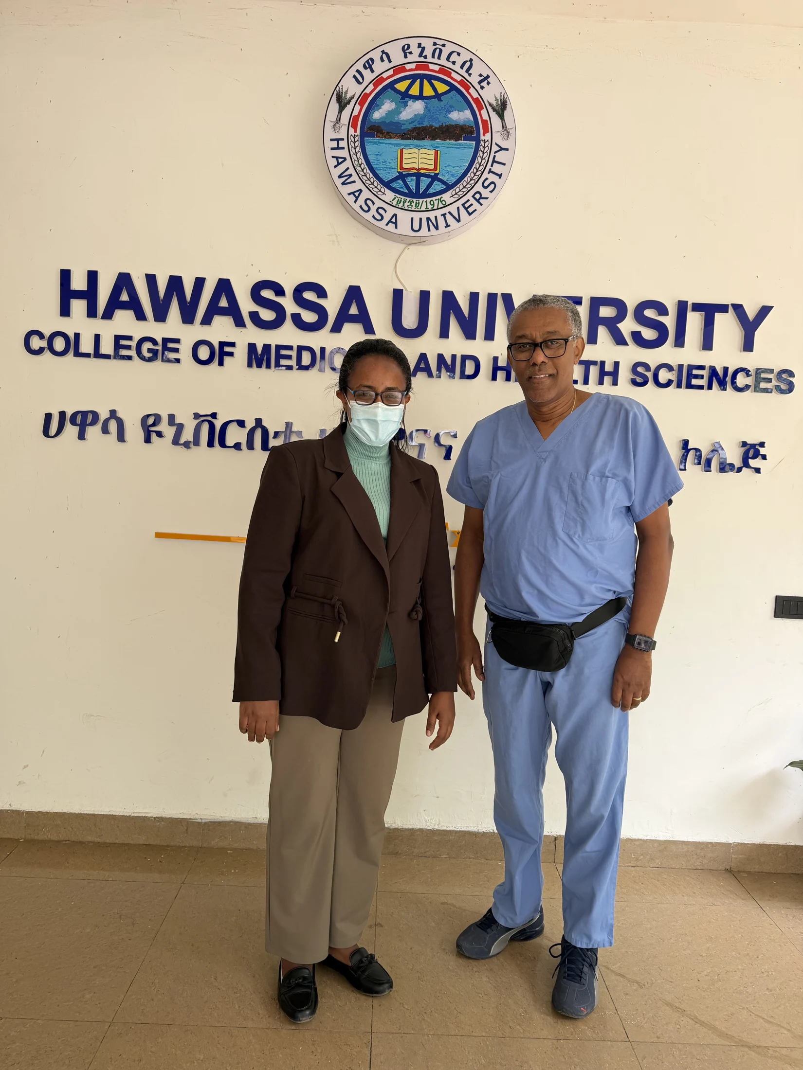 Two team members at Hawassa University College of Medicine and Health Sciences