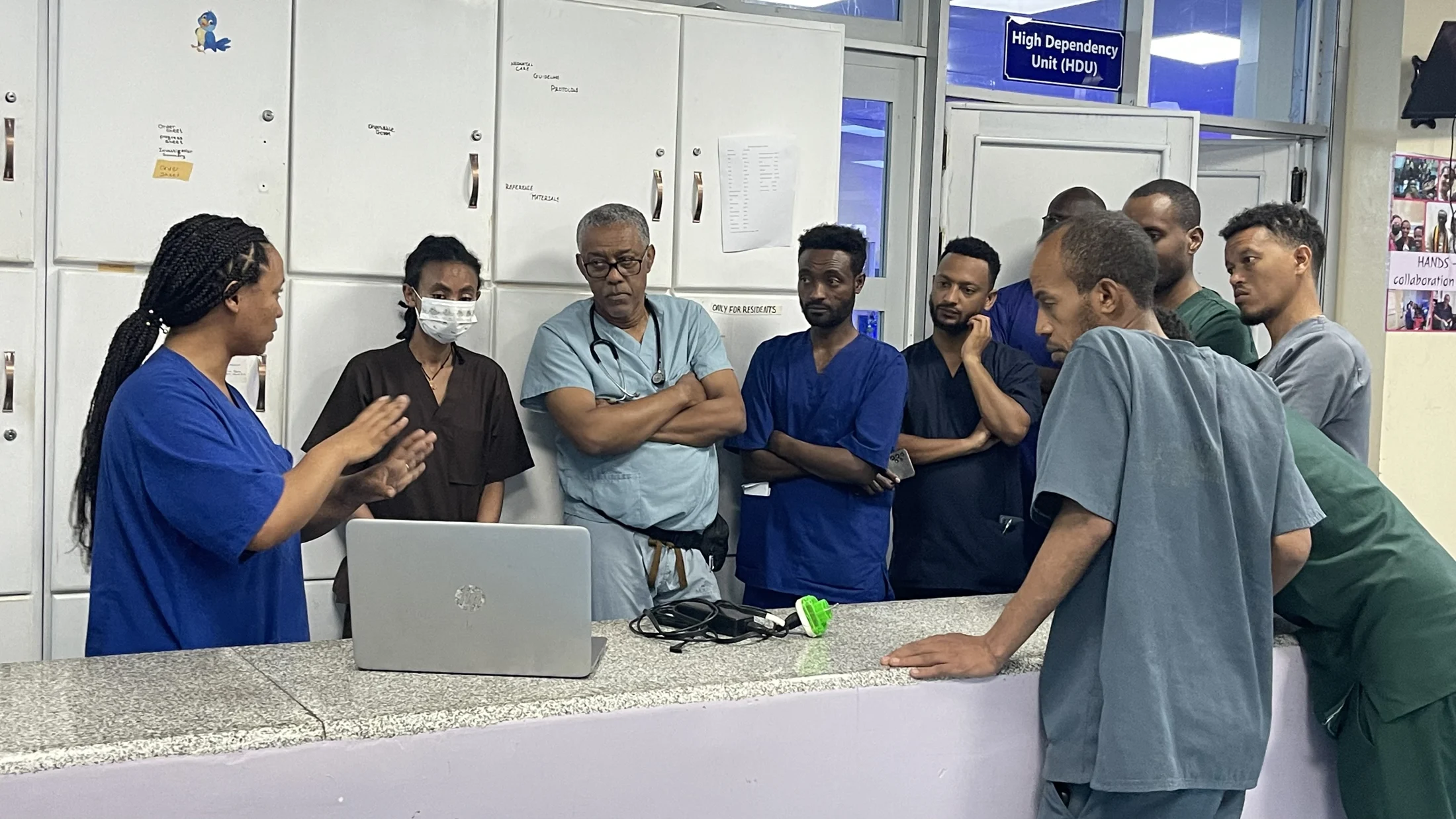 Medical team sharing knowledge in the neonatal unit