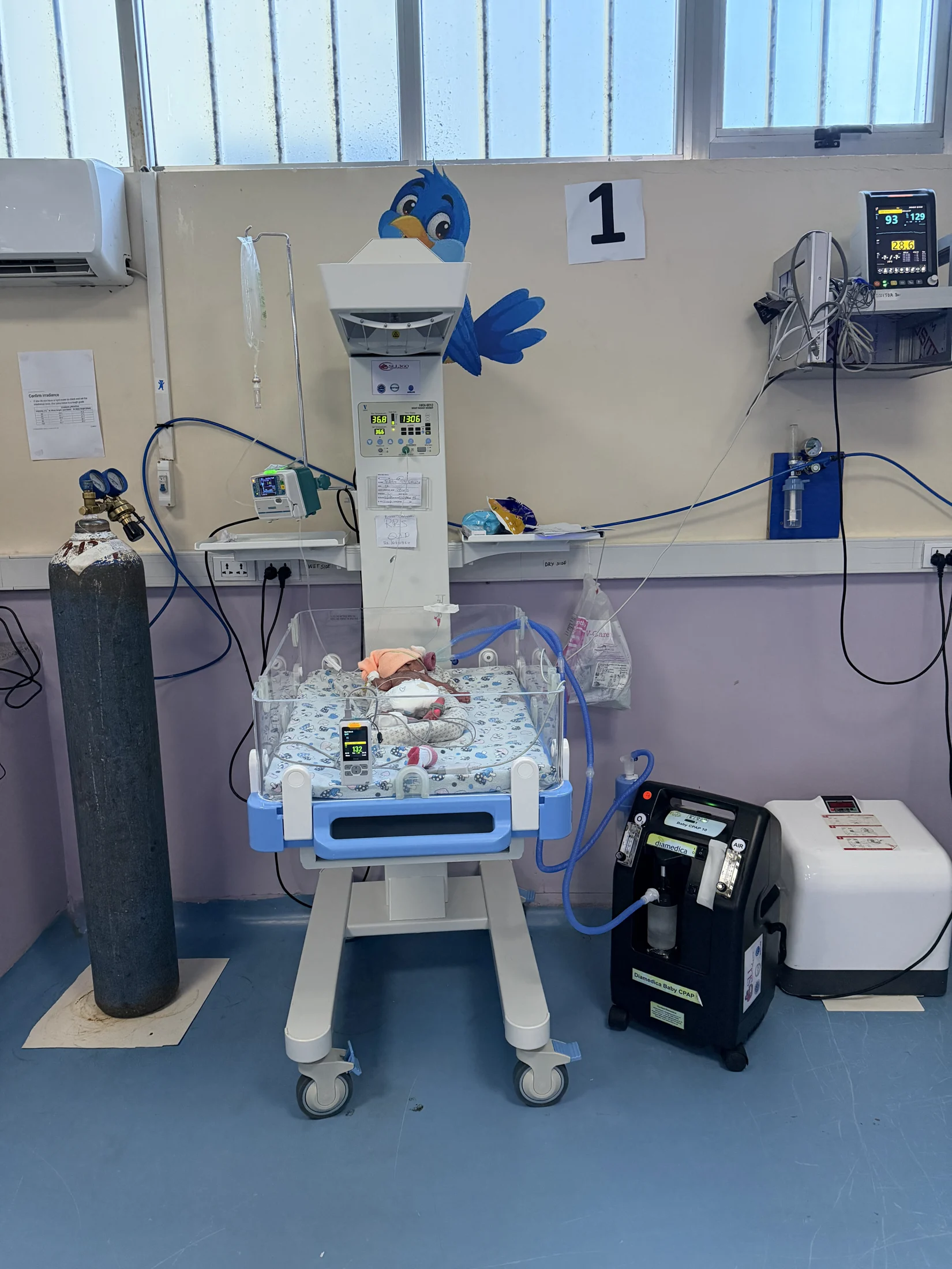 A newborn care station in the neonatal unit